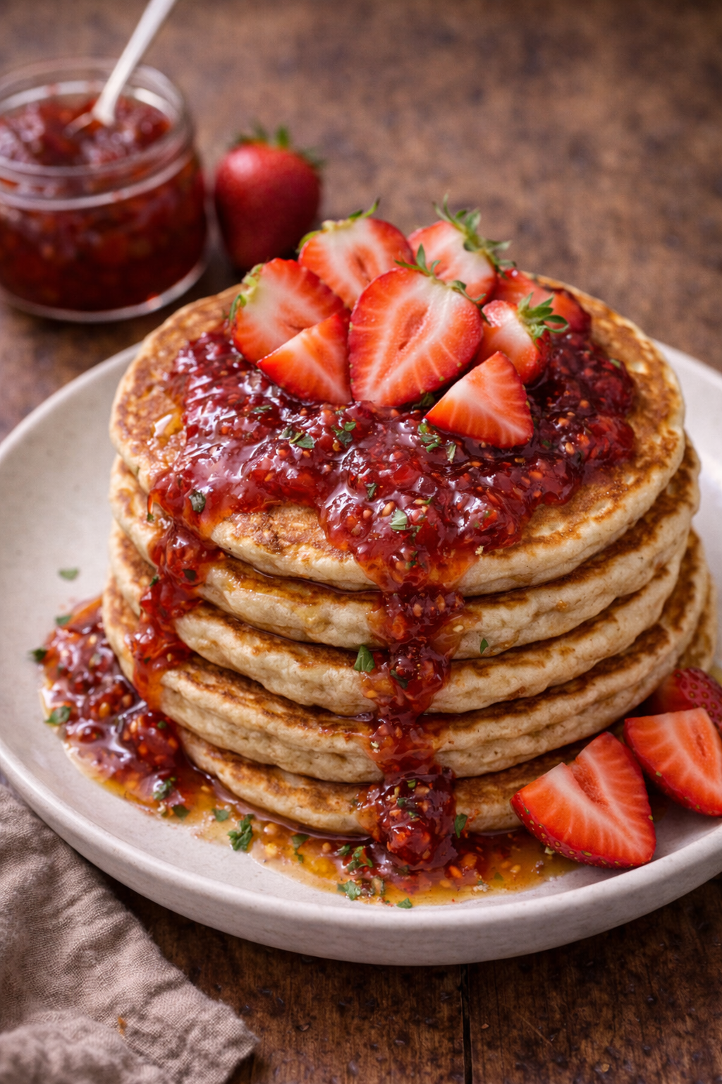 Pancakes con Mermelada de Fresa y Frambuesa